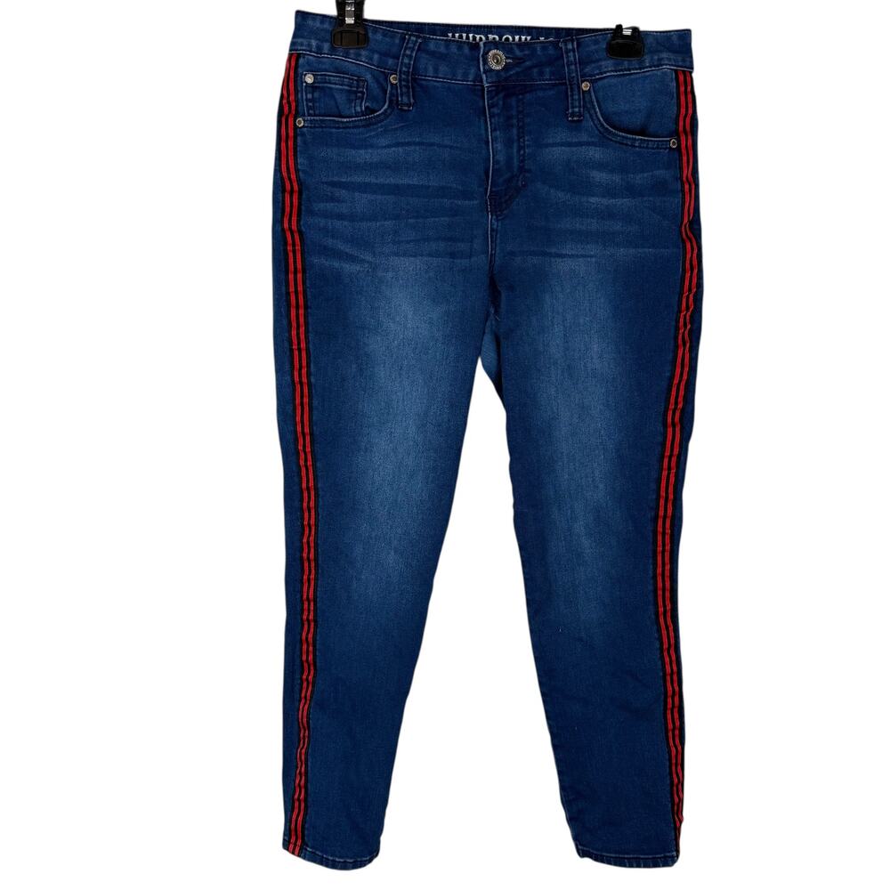 Hydraulic Nolita Jeans Womens 10 Blue Denim 2 Stripes Mid-Rise Curvy Skinny Leg
